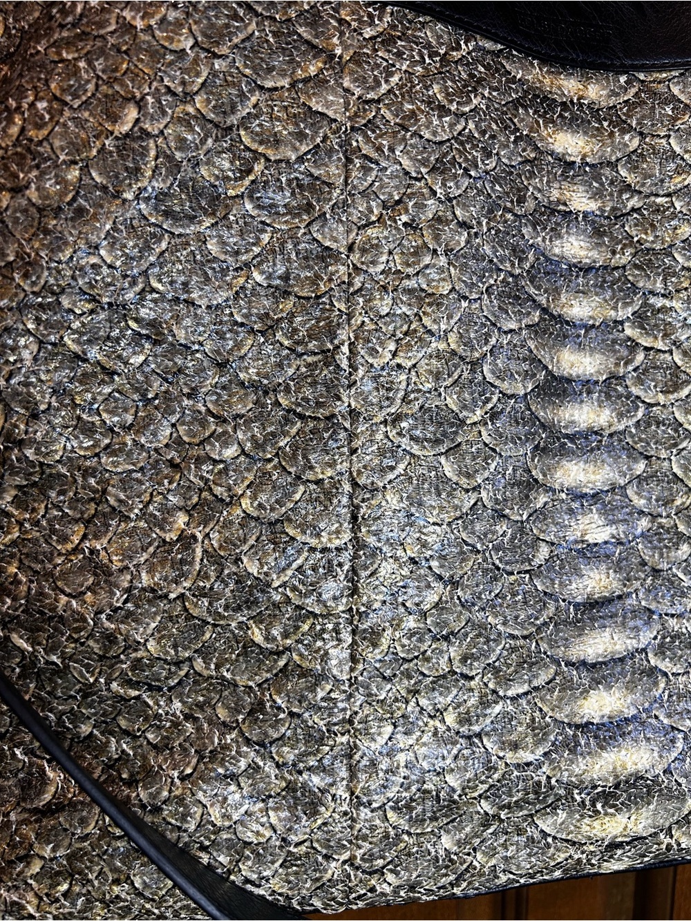 Kelsi Dagger Metallic Python Print Large Tote Bag Travel Weekender Satchel - Picture 7 of 11